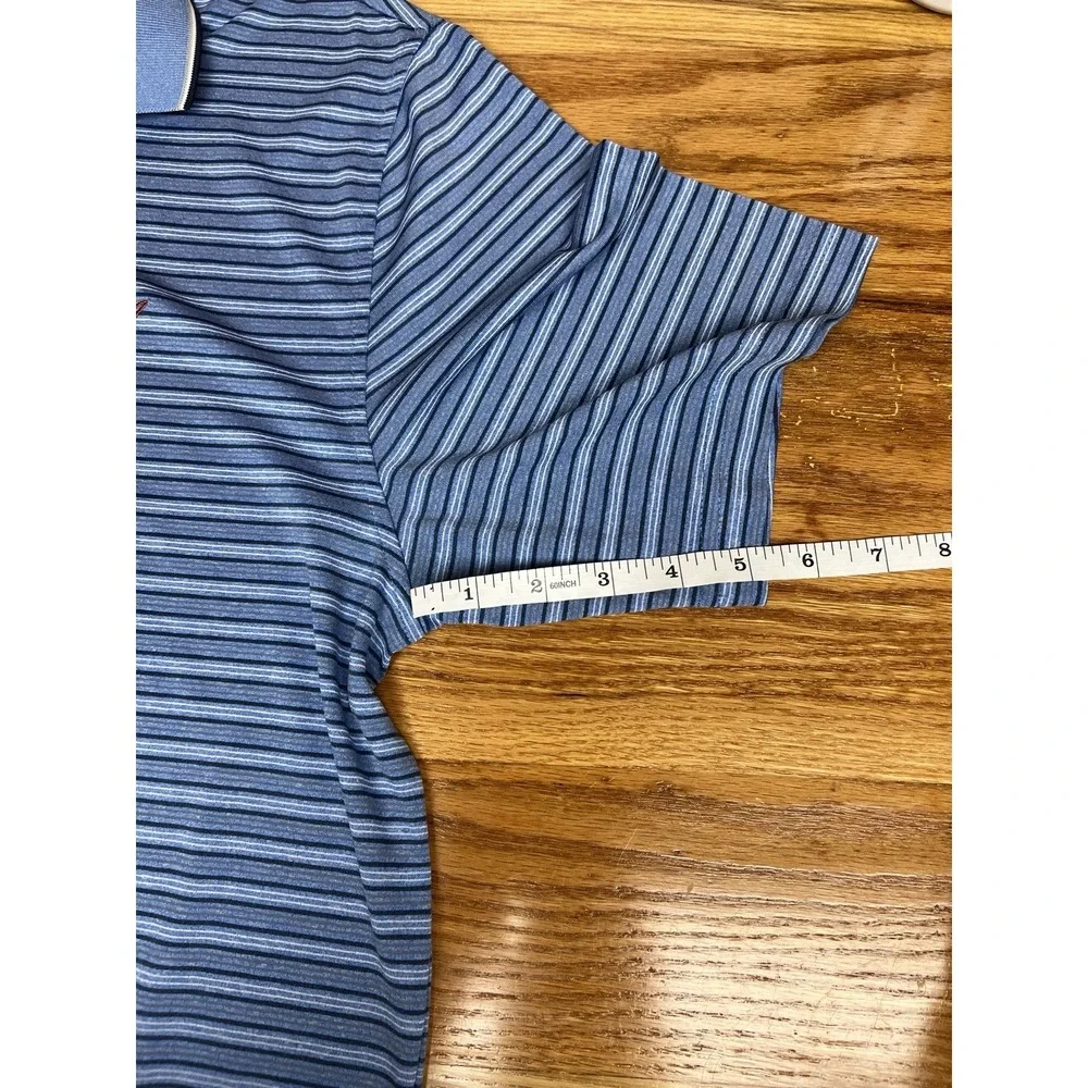 Greg Norman Play Dry Golf Blue White Striped Men's Polo Shirt Size M Lightweight